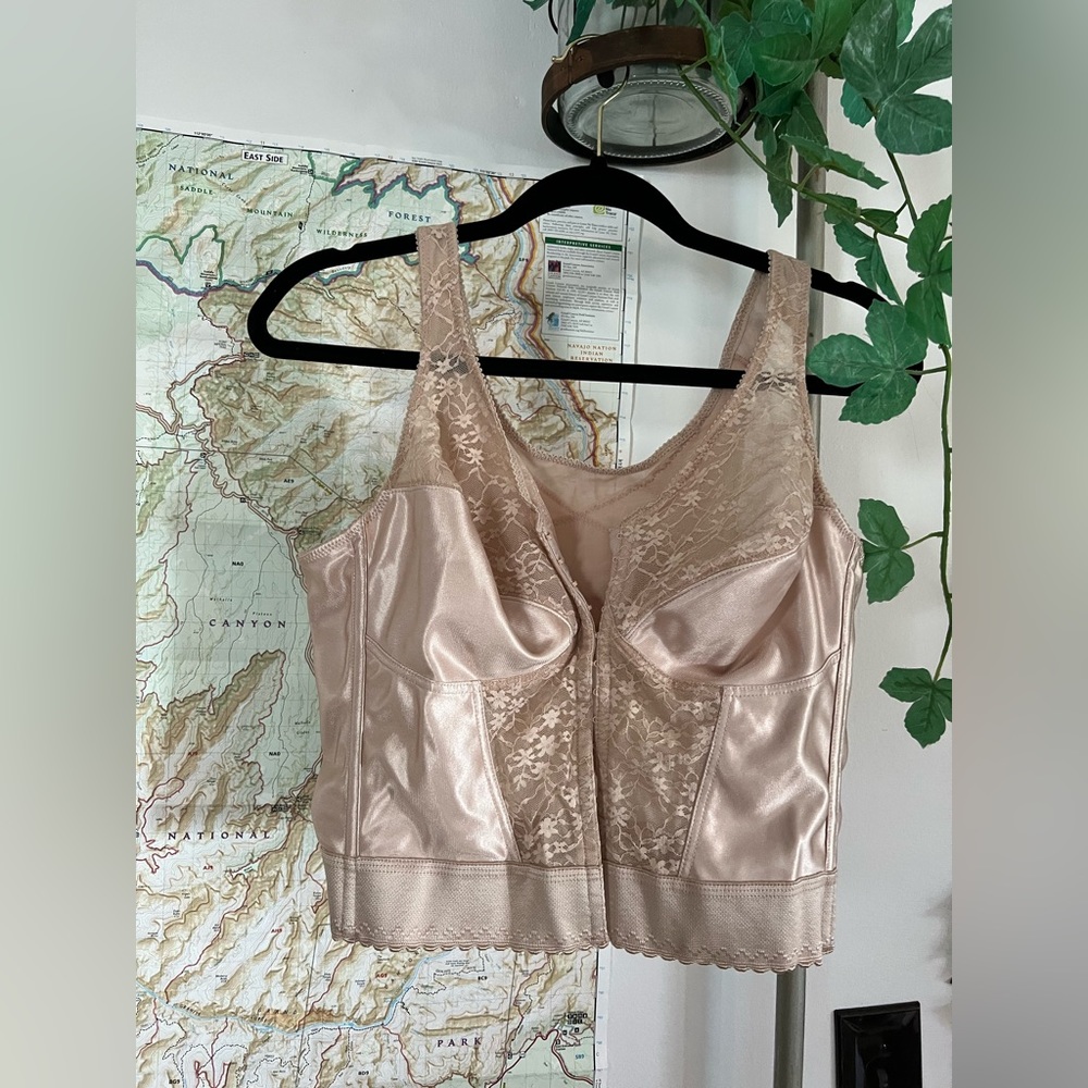 80s vintage style, nude lingerie, corset